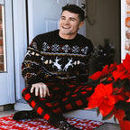 Men's Christmas Sweater Retro Reindeer Fluffy Acrylic Knit