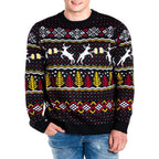 Men's Christmas Sweater Retro Reindeer Fluffy Acrylic Knit