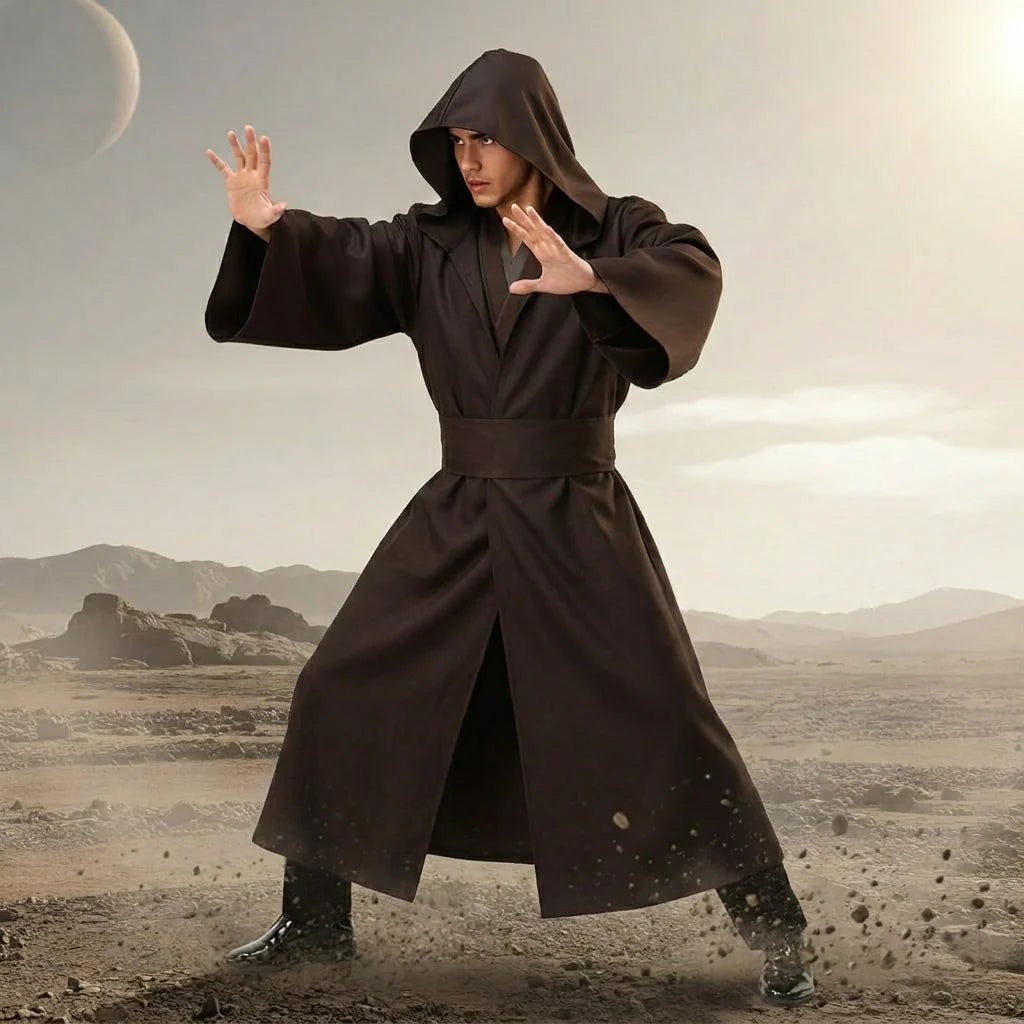 Men's Costume Hooded Robe & Tunic Set Lightweight Polyester