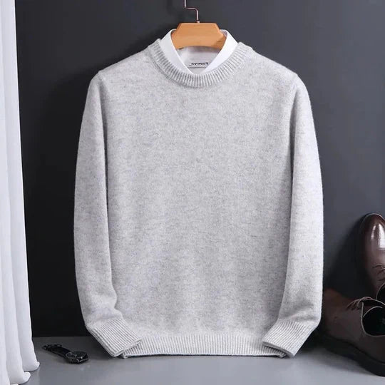 Men's Crew Neck Jumper Cashmere-Feel Lightweight Itch-Free