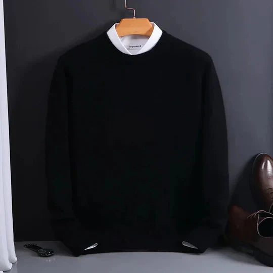 Men's Crew Neck Jumper Cashmere-Feel Lightweight Itch-Free