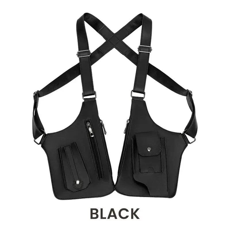 Men's Crossbody Bag Anti-Theft Zippers Water-Resistant PU Leather