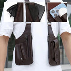 Men's Crossbody Bag Anti-Theft Zippers Water-Resistant PU Leather