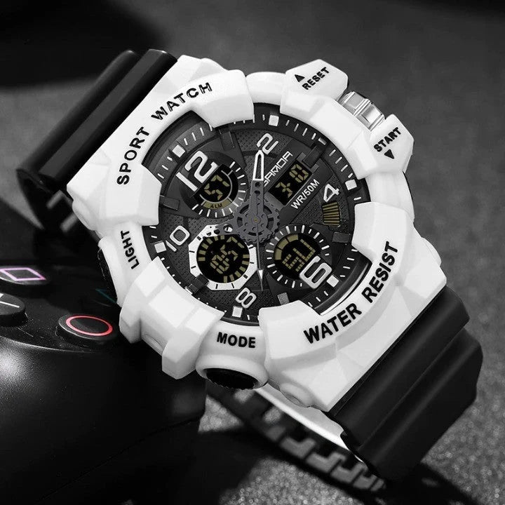 Men's Digital Watch Large Dial Resin Case Water-Resistant