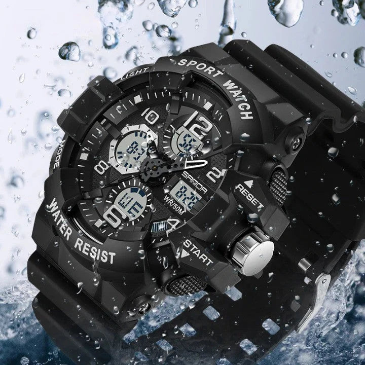 Men's Digital Watch Large Dial Resin Case Water-Resistant
