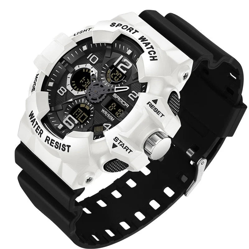 Men's Digital Watch Large Dial Resin Case Water-Resistant