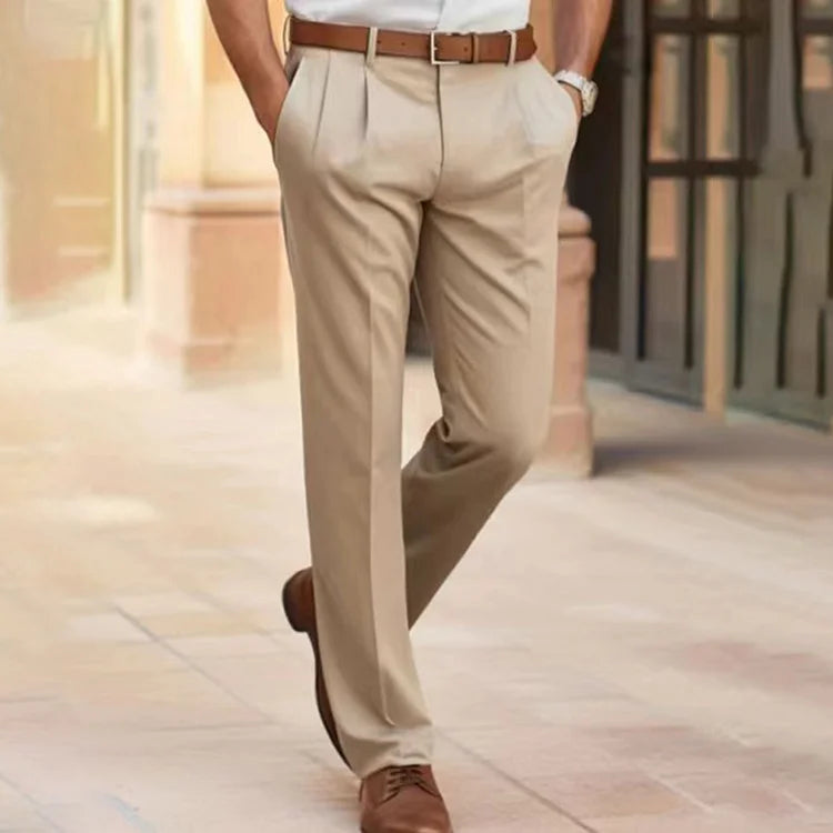 Men's Dress Trousers Tailored Slim Fit Cotton Blend