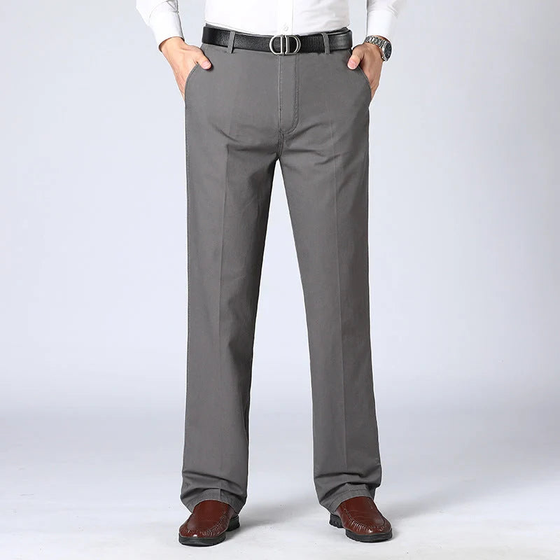 Men's Dress Trousers Tailored Slim Fit Cotton Blend