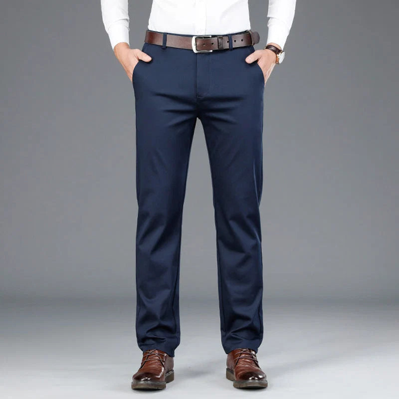 Men's Dress Trousers Tailored Slim Fit Cotton Blend