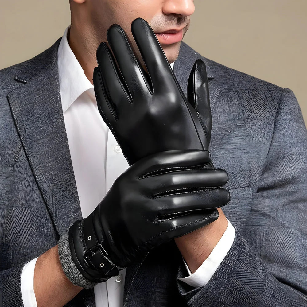 Men's Driving Gloves Touchscreen Fingertips Adjustable Wrist Strap