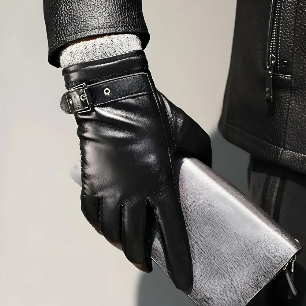 Men's Driving Gloves Touchscreen Fingertips Adjustable Wrist Strap