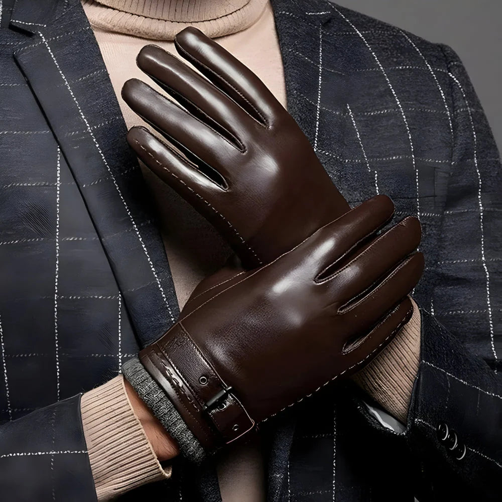 Men's Driving Gloves Touchscreen Fingertips Adjustable Wrist Strap