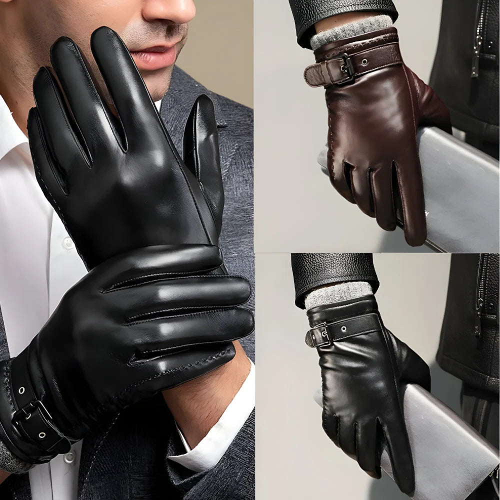 Men's Driving Gloves Touchscreen Fingertips Adjustable Wrist Strap