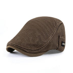 Men's Flat Cap Breathable Cotton Mesh Adjustable Fit