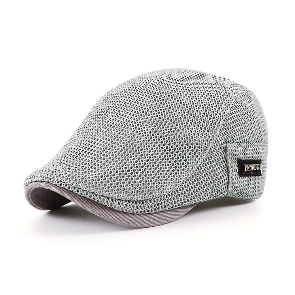 Men's Flat Cap Breathable Cotton Mesh Adjustable Fit