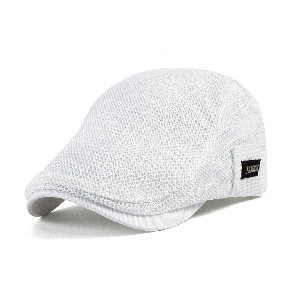 Men's Flat Cap Breathable Cotton Mesh Adjustable Fit