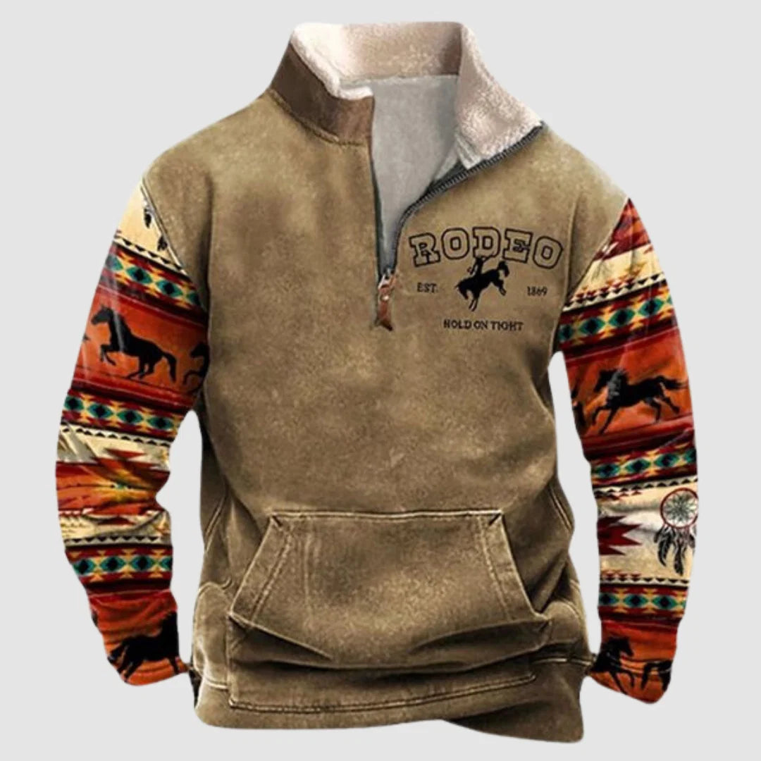 Men's Fleece Zip Sweater Vintage Thick Polyester