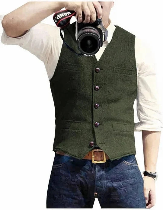 Men's Gilet Sleeveless Open Front Regular Fit