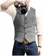 Men's Gilet Sleeveless Open Front Regular Fit