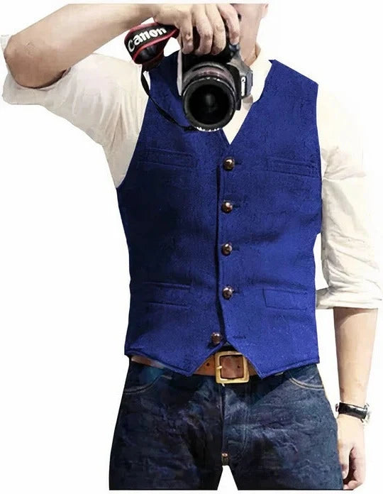 Men's Gilet Sleeveless Open Front Regular Fit