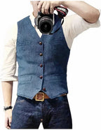 Men's Gilet Sleeveless Open Front Regular Fit