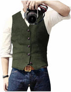 Men's Gilet Sleeveless Open Front Regular Fit