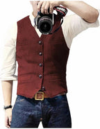 Men's Gilet Sleeveless Open Front Regular Fit