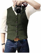 Men's Gilet Sleeveless Regular Fit Open Front