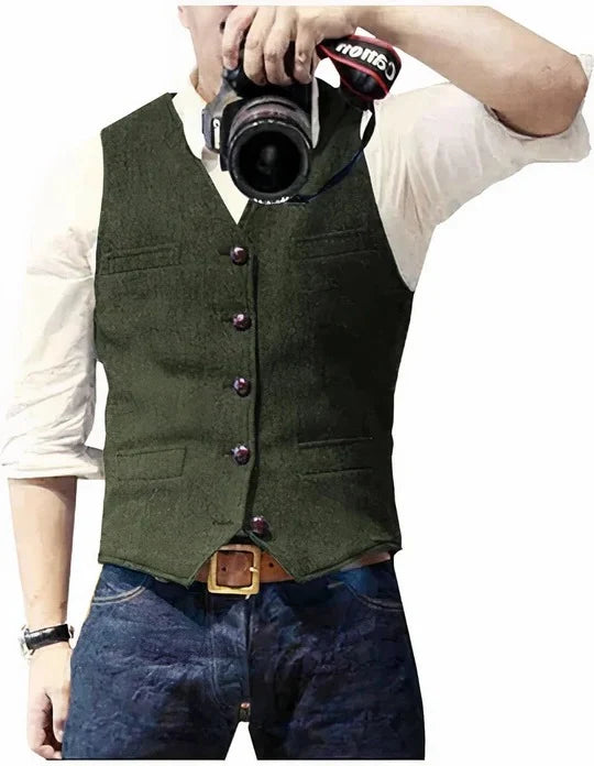 Men's Gilet Sleeveless Regular Fit Open Front
