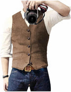Men's Gilet Sleeveless Regular Fit Open Front