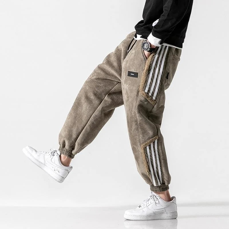 Men's Harem Sweatpants Cotton Blend Striped Relaxed Fit