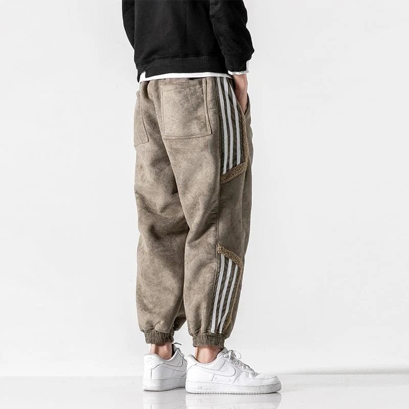 Men's Harem Sweatpants Cotton Blend Striped Relaxed Fit
