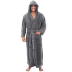 Men's Hooded Bathrobe Soft Plush Relaxed Fit Machine Washable