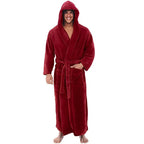 Men's Hooded Bathrobe Soft Plush Relaxed Fit Machine Washable