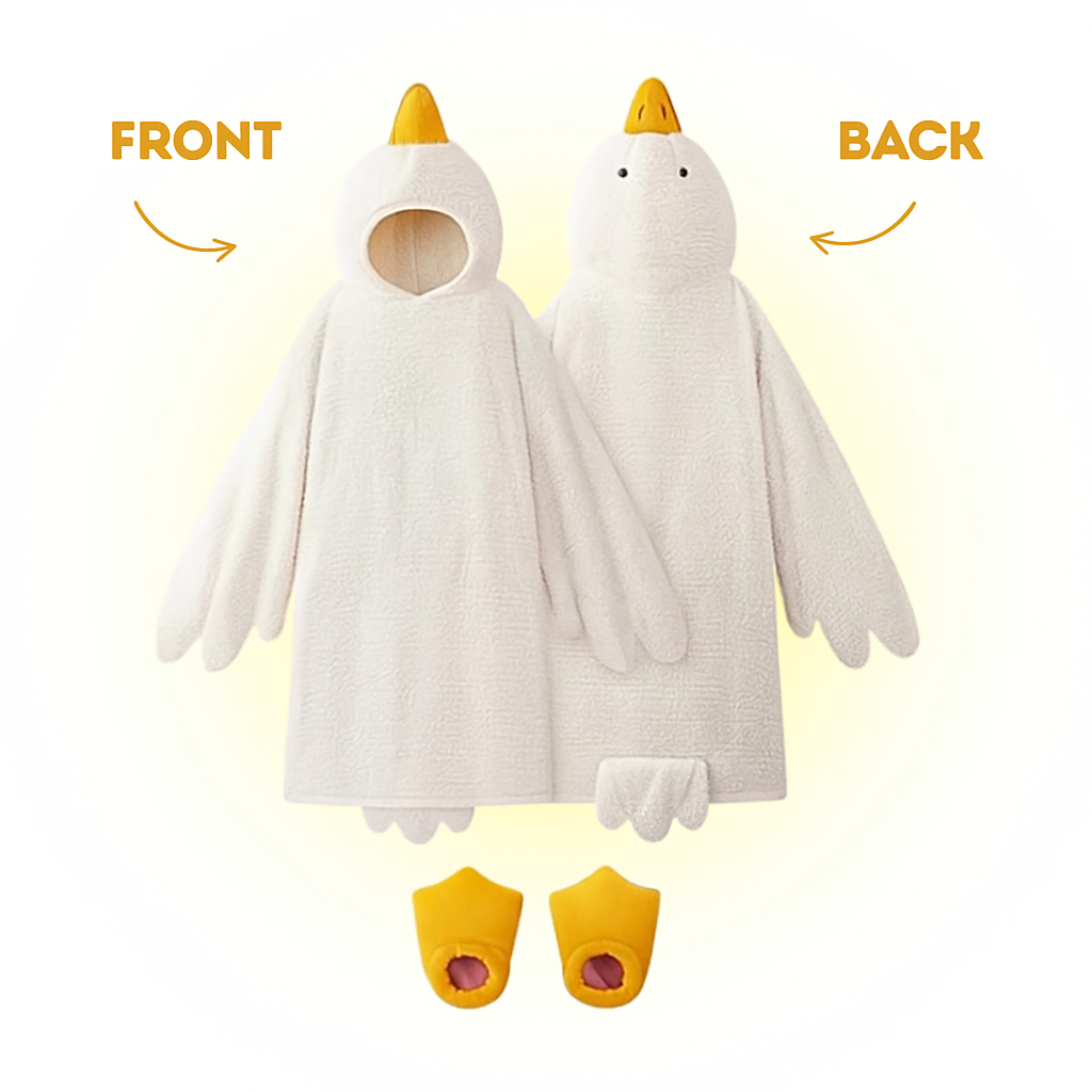 Men's Hooded Robe Oversized Coral Fleece Goose Hood