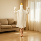 Men's Hooded Robe Oversized Coral Fleece Goose Hood