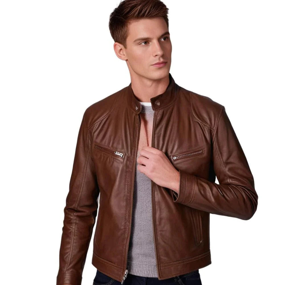 Men's Jacket Leather-Effect Structured Fit