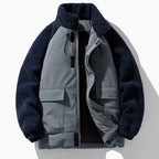 Men's Jacket Sherpa Fleece Sleeves Wind-Resistant Loose Fit