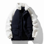 Men's Jacket Sherpa Fleece Sleeves Wind-Resistant Loose Fit