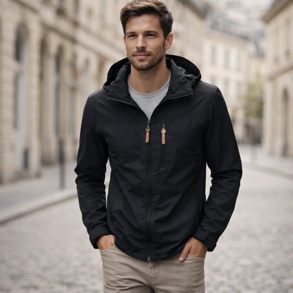Men's Jacket Wind- & Water-Resistant Zippered Pockets