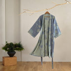 Men's Kimono Robe Organic Cotton Gauze Reversible Two-Tone