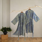 Men's Kimono Robe Organic Cotton Gauze Reversible Two-Tone