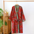 Men's Kimono Robe Organic Cotton Gauze Reversible Two-Tone