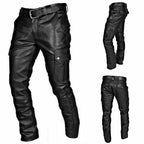 Men's Leather Pants Slim Fit Biker Style