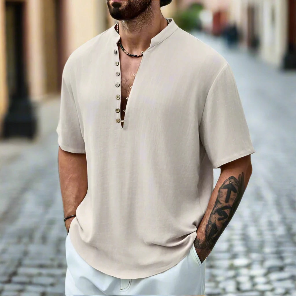 Men's Linen Shirt Lightweight & Breathable Casual Fit