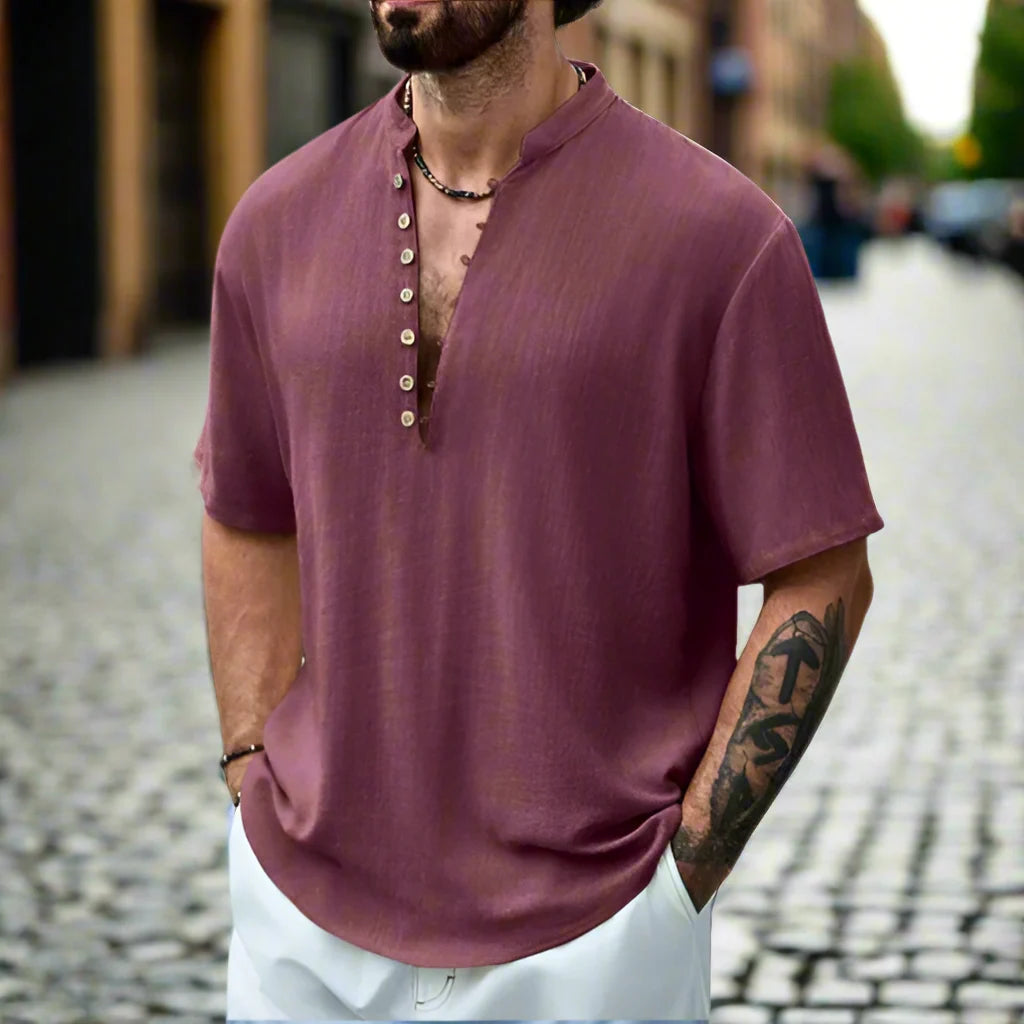 Men's Linen Shirt Lightweight & Breathable Casual Fit