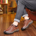 Men's Loafers Full-Grain Leather Hand-Stitched Anti-Slip Rubber Sole