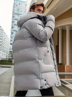 Men's Long Jacket Weather-Resistant Adjustable Hood Multiple Pockets