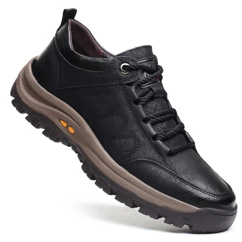 Men's Orthopedic Shoes Three-Arch Support Cowhide Upper & Rubber Sole