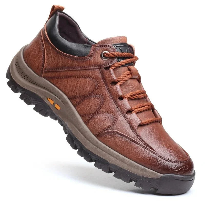 Men's Orthopedic Shoes Three-Arch Support Cowhide Upper & Rubber Sole